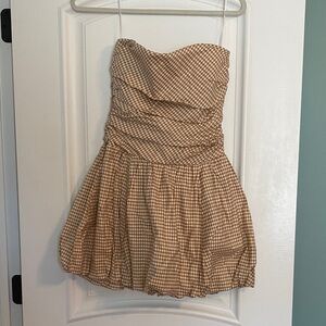 Reformation Brown Checkered Mini Dress